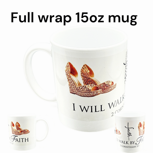 I Will Walk By Faith Mug, Christian Mugs, High Heel, Jewel Flip Flops